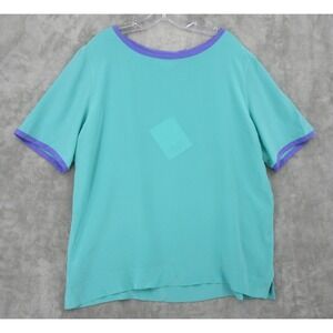 Vintage‎ Diane Von Furstenberg Blouse Large Silk Assets Colorblock Boxy Relaxed